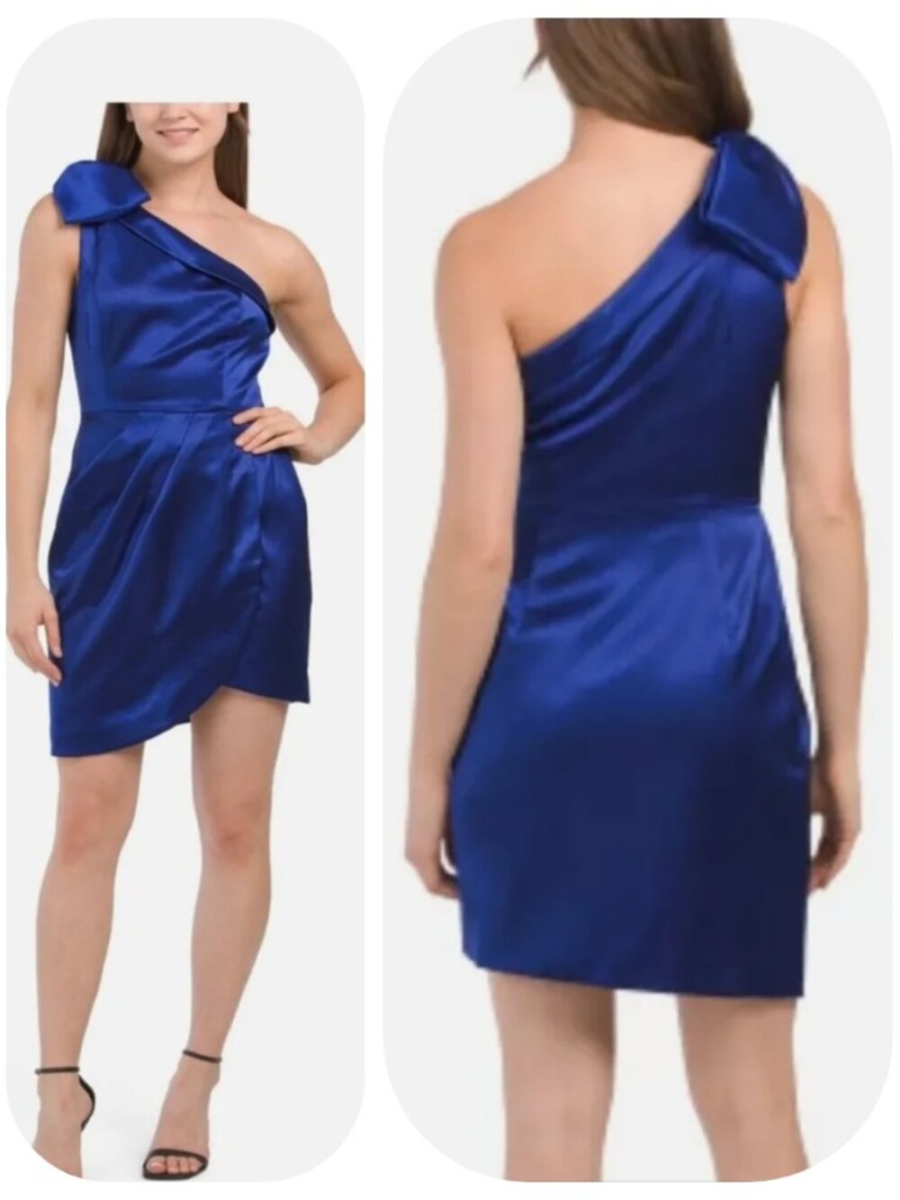 NEW Aidan by ADRIANNA PAPELL 10 Royal Sapphire One Shoulder Satin Tulip Dress